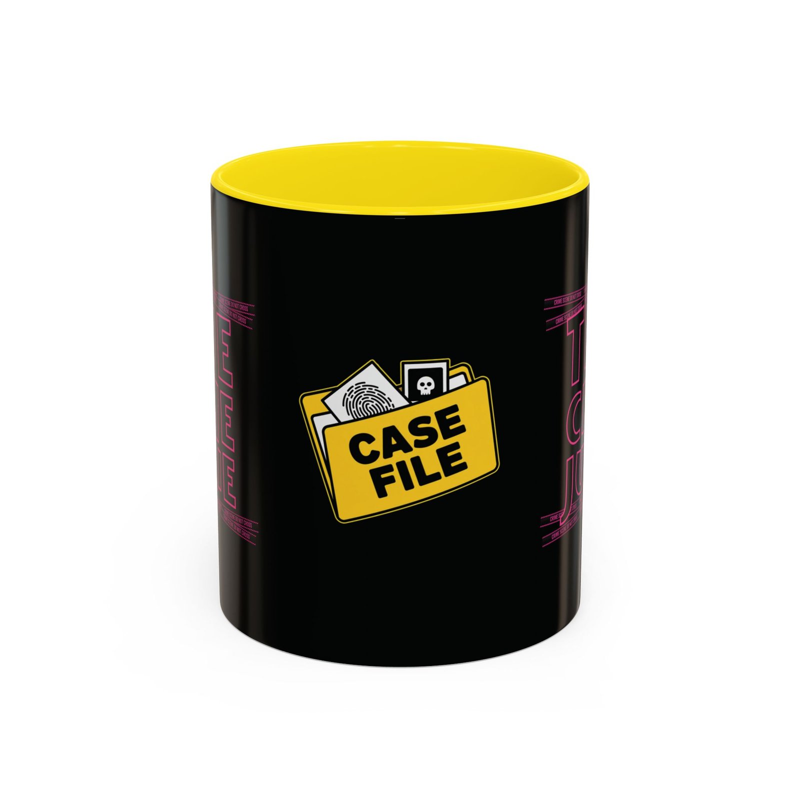 True Crime Junkie - 'Crime Scene' Tape 'Do Not Cross' - Black and Pink - Coffee Mug Cup (11/15oz) - Image 8