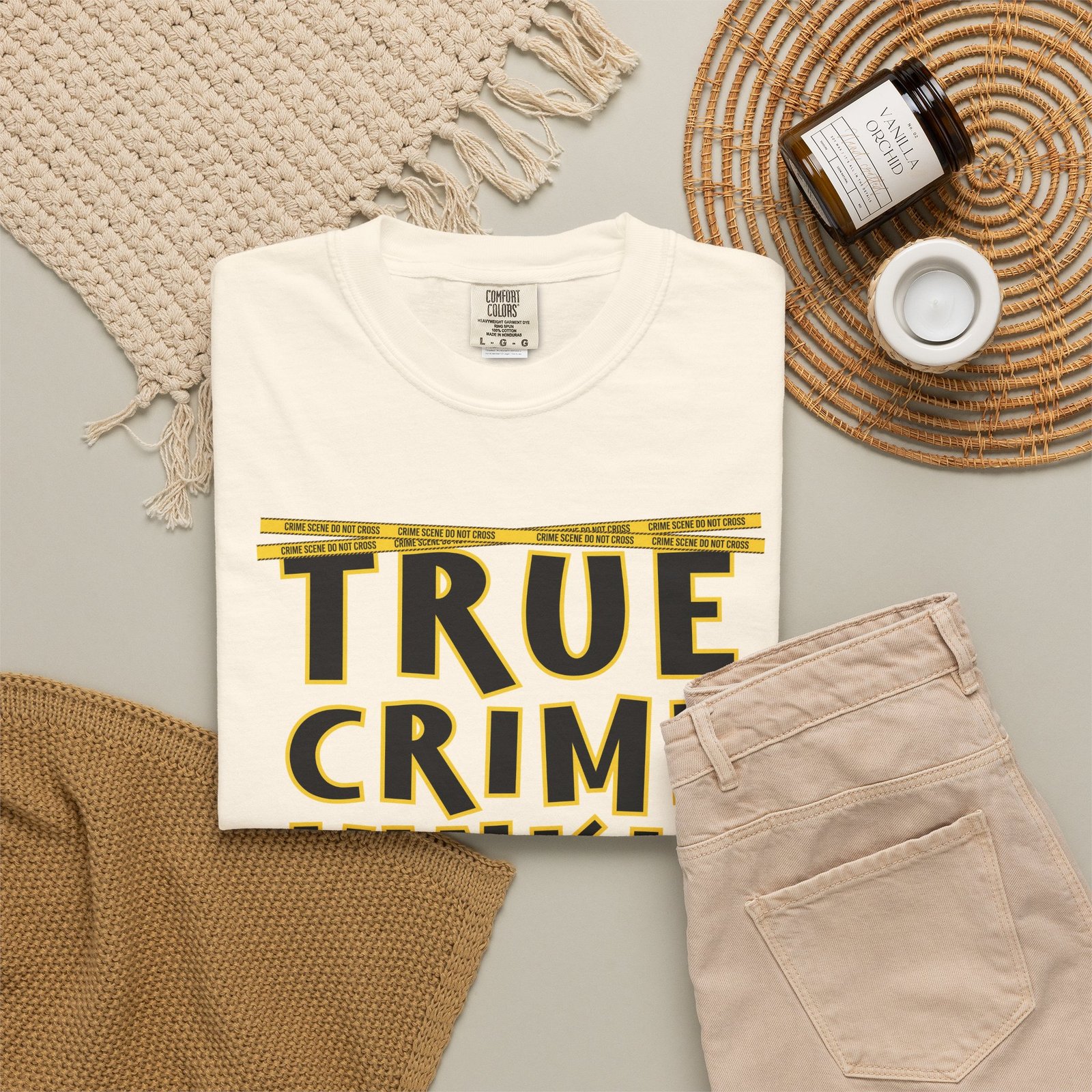 True Crime Junkie Tee - Crime Scene Tape T-Shirt - Comfort Colors 1717 - Outlaw Babes - Image 17