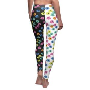 Women's Printed Leggings - Black and White with Evidence Marker Pattern - True Crime
