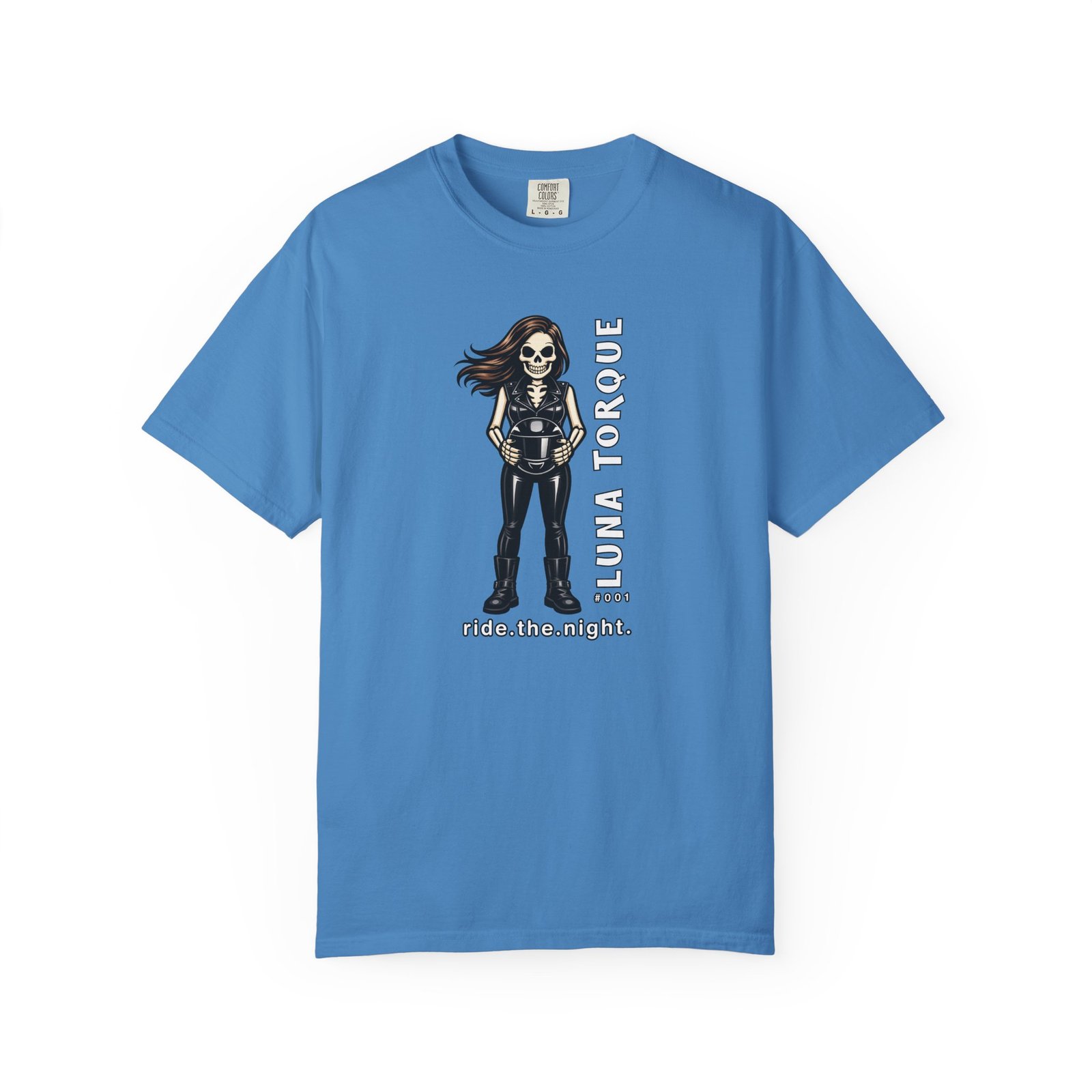 Luna Torque #001 - Skeleton Girl Collectible Tee - "ride.the.night" - Comfort Colors 1717 - Outlaw Babes T-Shirt - Image 12
