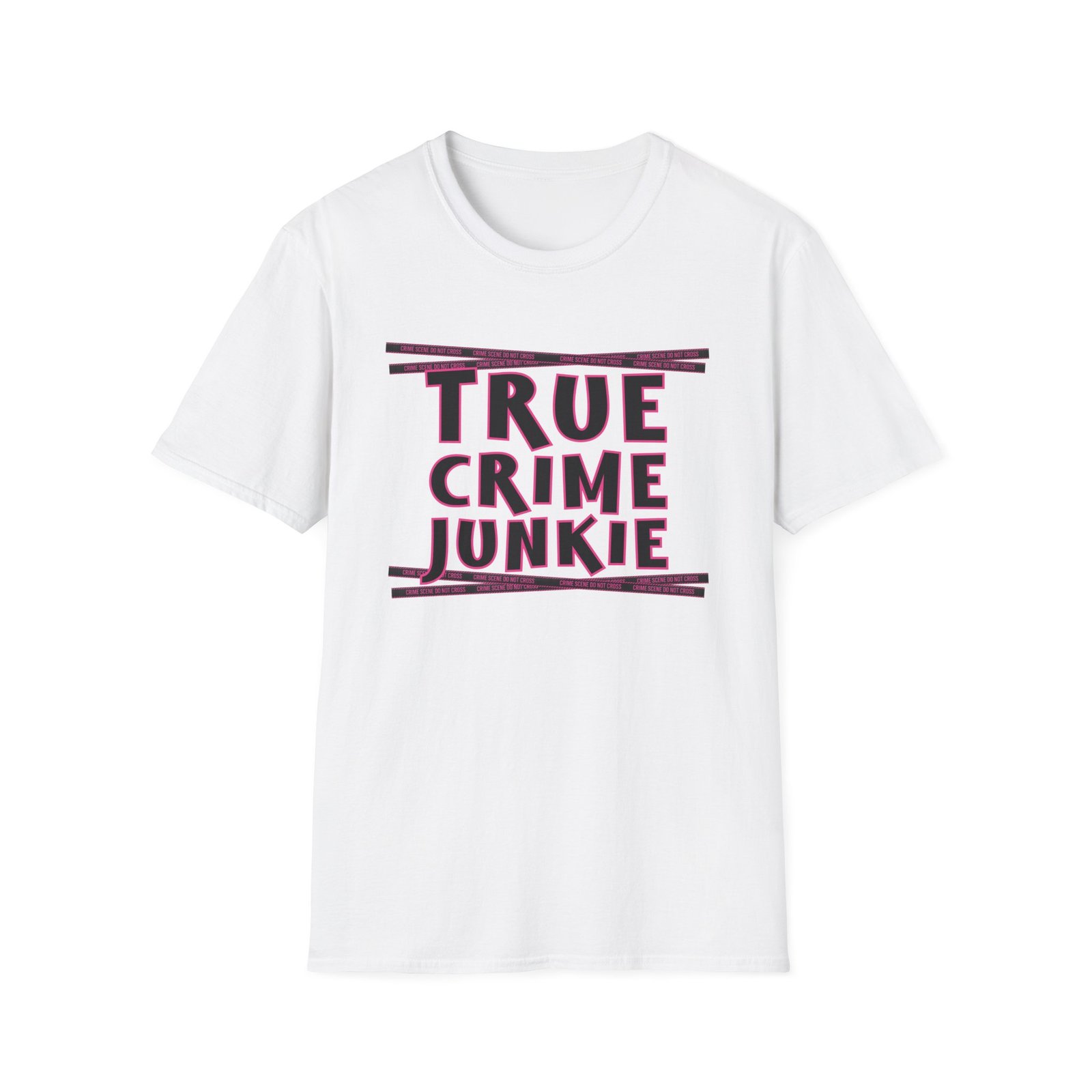 True Crime Junkie T-Shirt - Crime Scene Tape Tee - Do Not Cross - Black and Pink - Outlaw Babes - Image 8