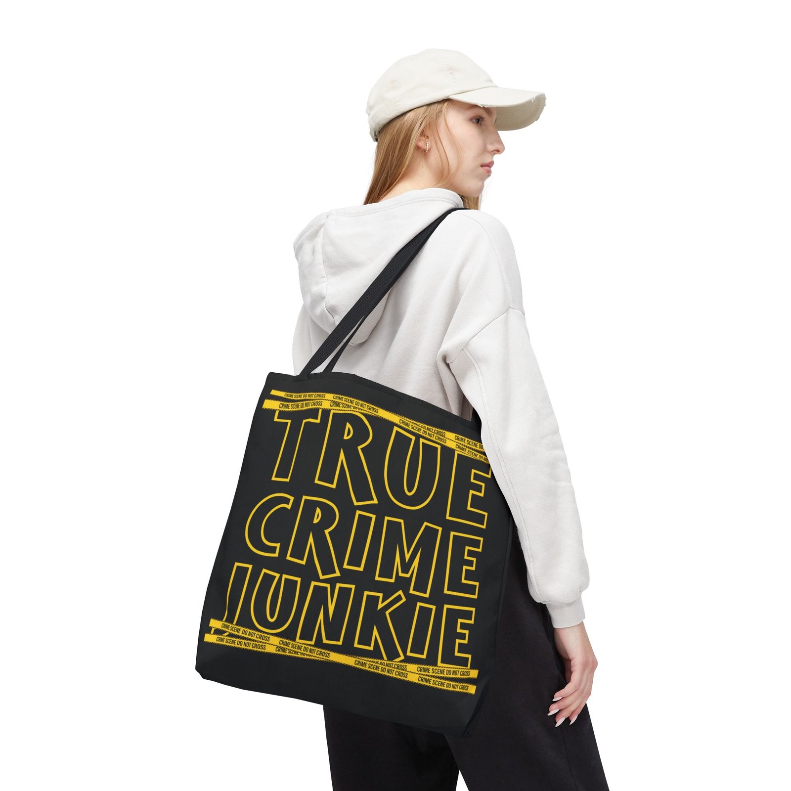 Tote Bag - Yellow on Black - 'True Crime Junkie' - 'Crime Scene' and 'Do Not Cross' on True Crime Scene Tape - Image 11