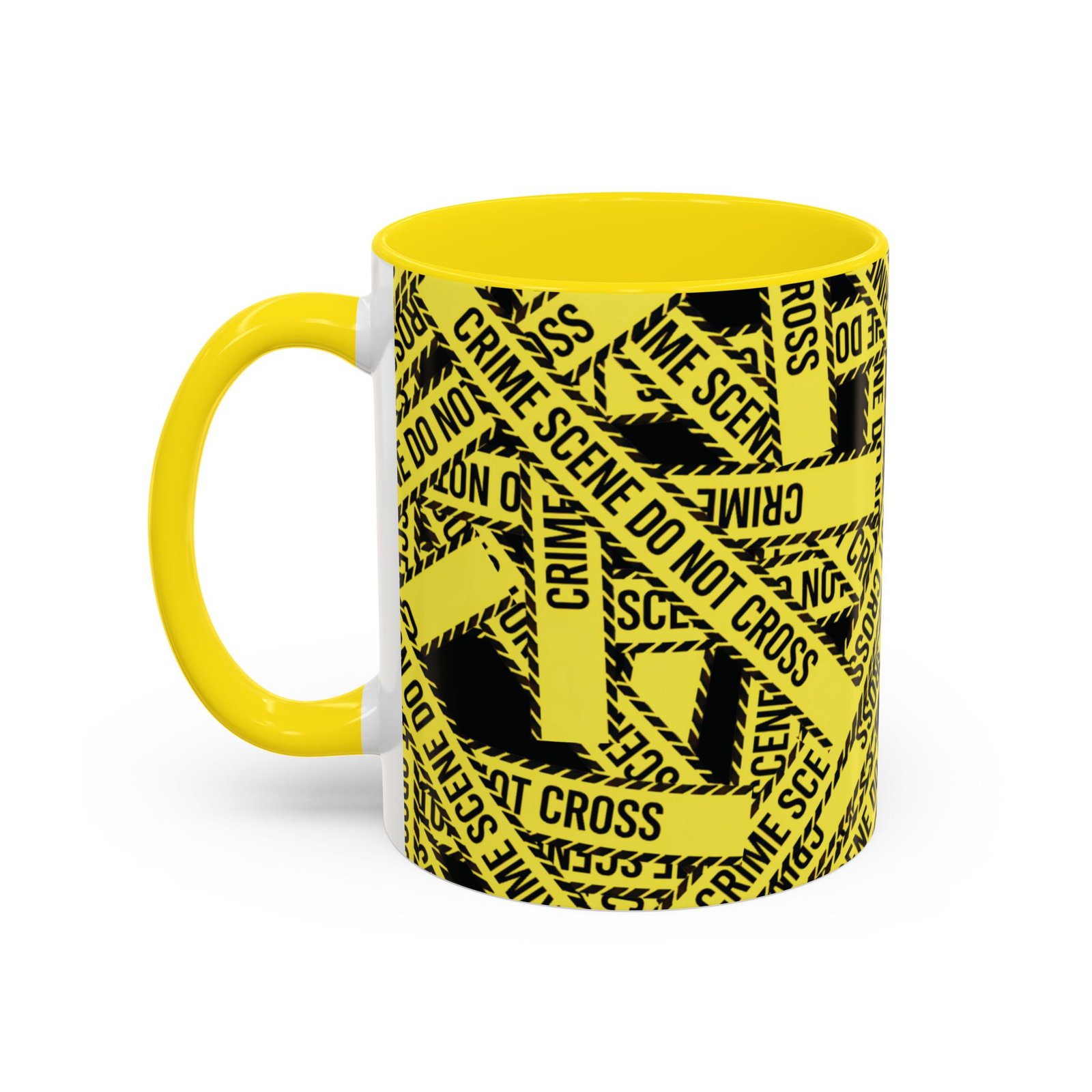 True 'Crime Scene' Tape Pattern - 'Do Not Cross' - Black Yellow - Coffee Mug Funny - Coffee Cup (11/15oz) - Image 2