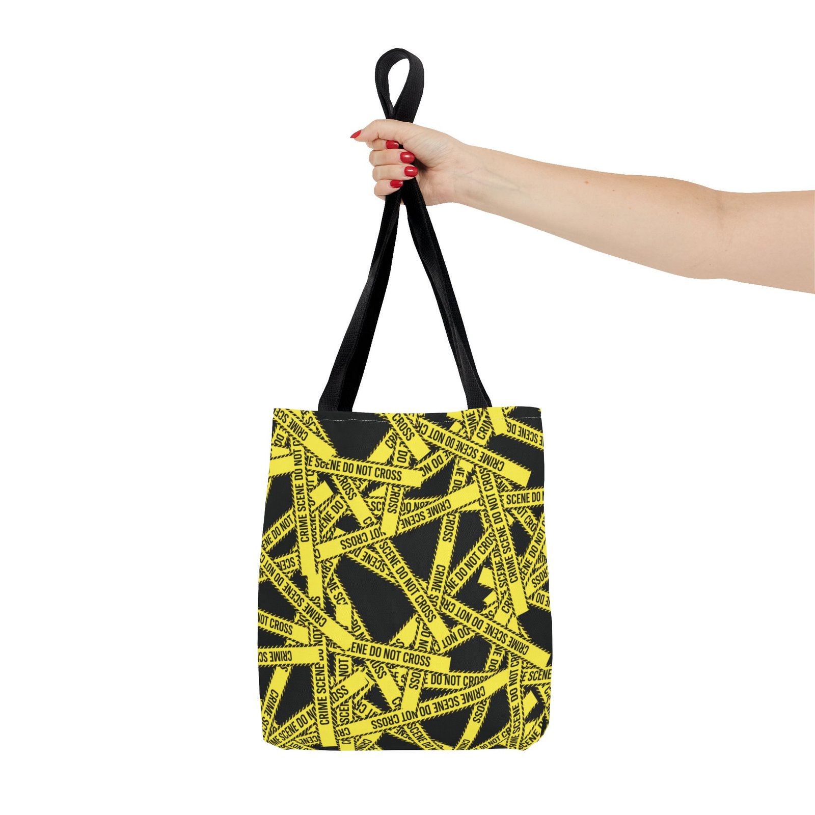 Tote Bag - Yellow on Black - 'Crime Scene' and 'Do Not Cross' on True Crime Scene Tape Pattern - Image 3