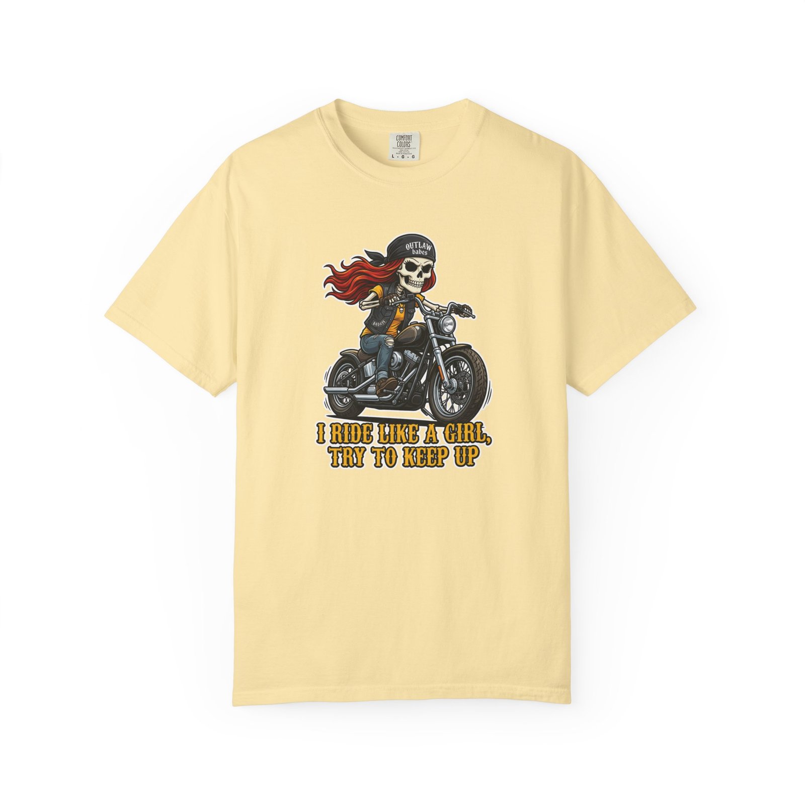 Skeleton Girl Tee - 'I Ride Like a Girl, Try to Keep Up' - Comfort Colors 1717 - Outlaw Babes T-Shirt - Image 14