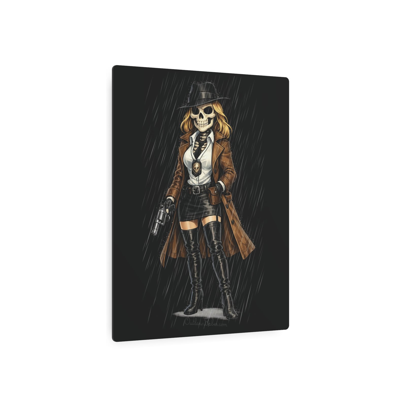 Metal Art Sign - Skeleton Femme Fatale Detective Roxy Deadlock - Outlaw Babes - Decorative Plaque - Image 10