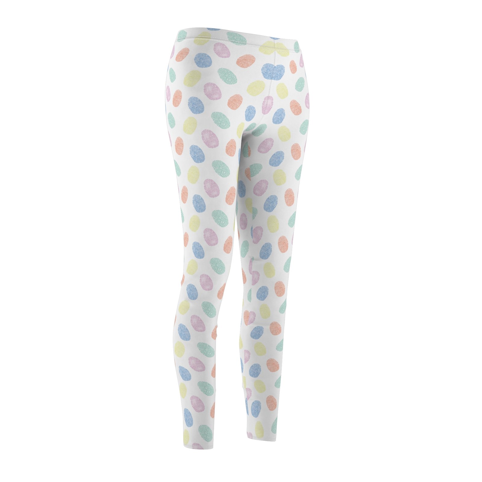 Women's Printed Leggings - White with Colorful Fingerprint Pattern - True Crime - Image 6