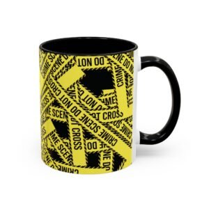 True 'Crime Scene' Tape Pattern - 'Do Not Cross' - Black Yellow - Coffee Mug Funny - Coffee Cup (11/15oz)