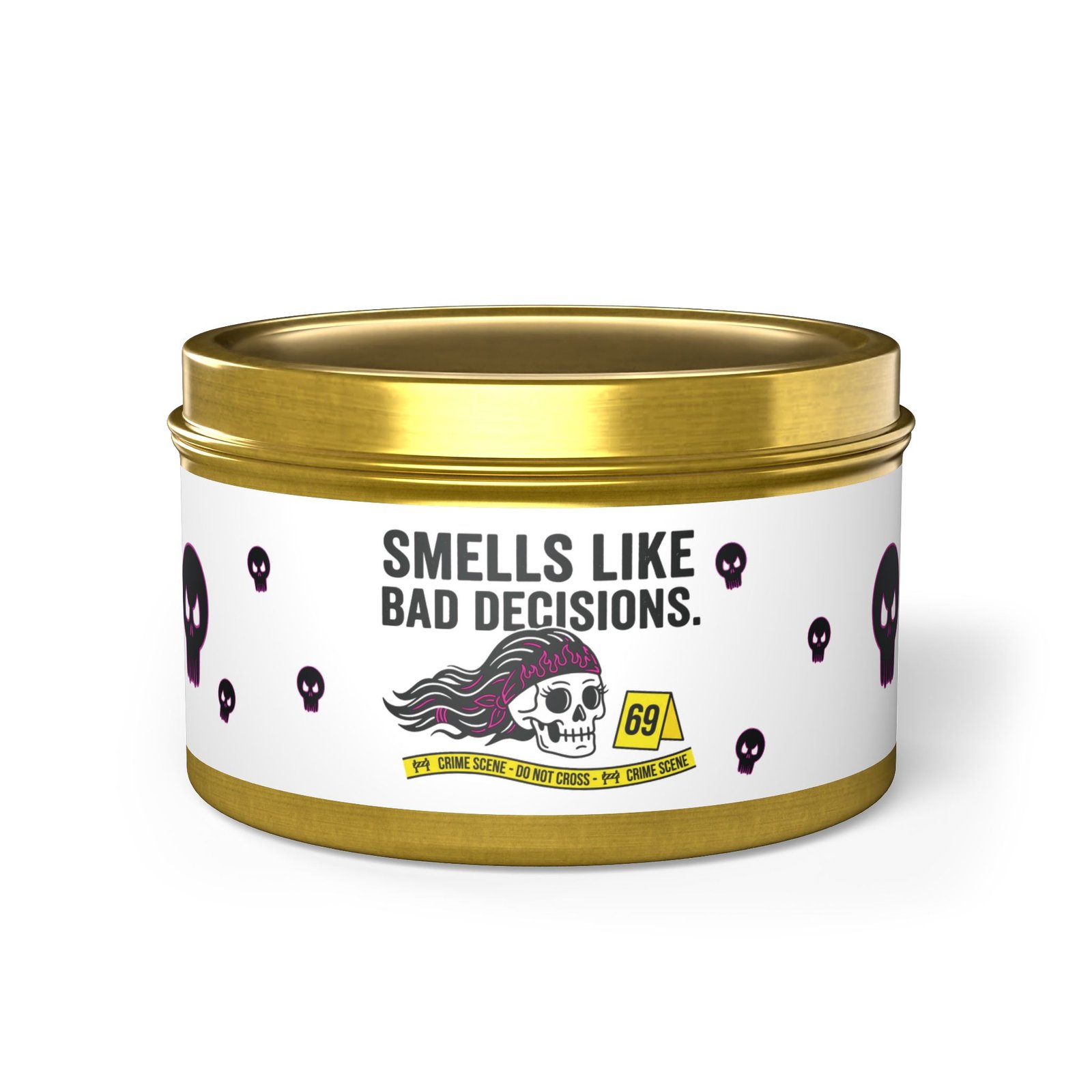 Tin Candle - 'Smells Like Bad Decisions' Scented Tin Candle with Skull Design - Image 61