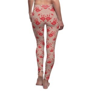 Women's Printed Leggings - Flesh Colored Background with Red Bloody Handprints Pattern - Yoga Pants