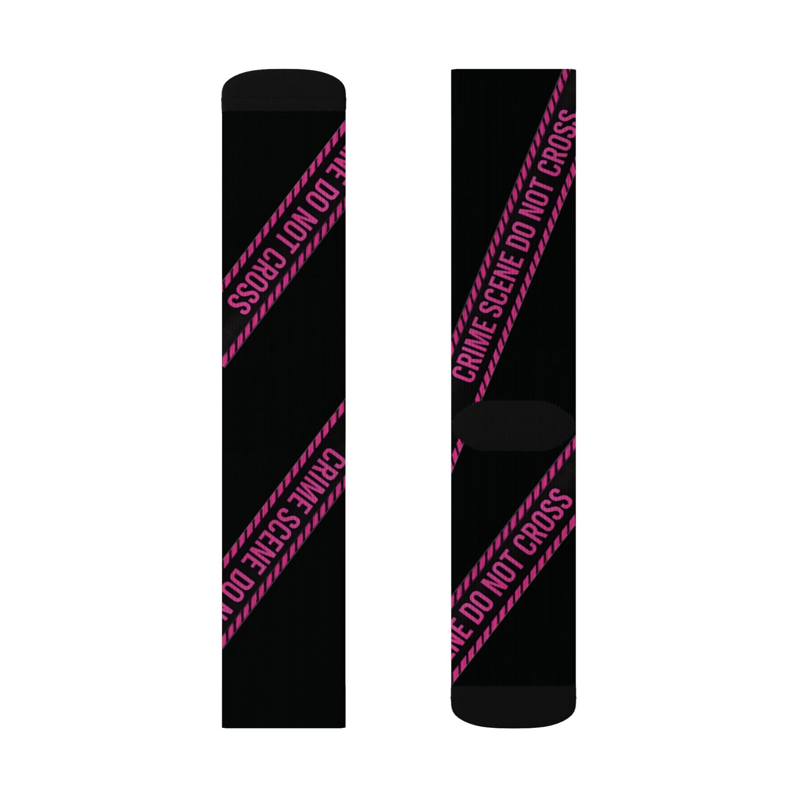 True Crime Scene Tape Socks - Black & Pink Novelty Crew Socks - Image 8