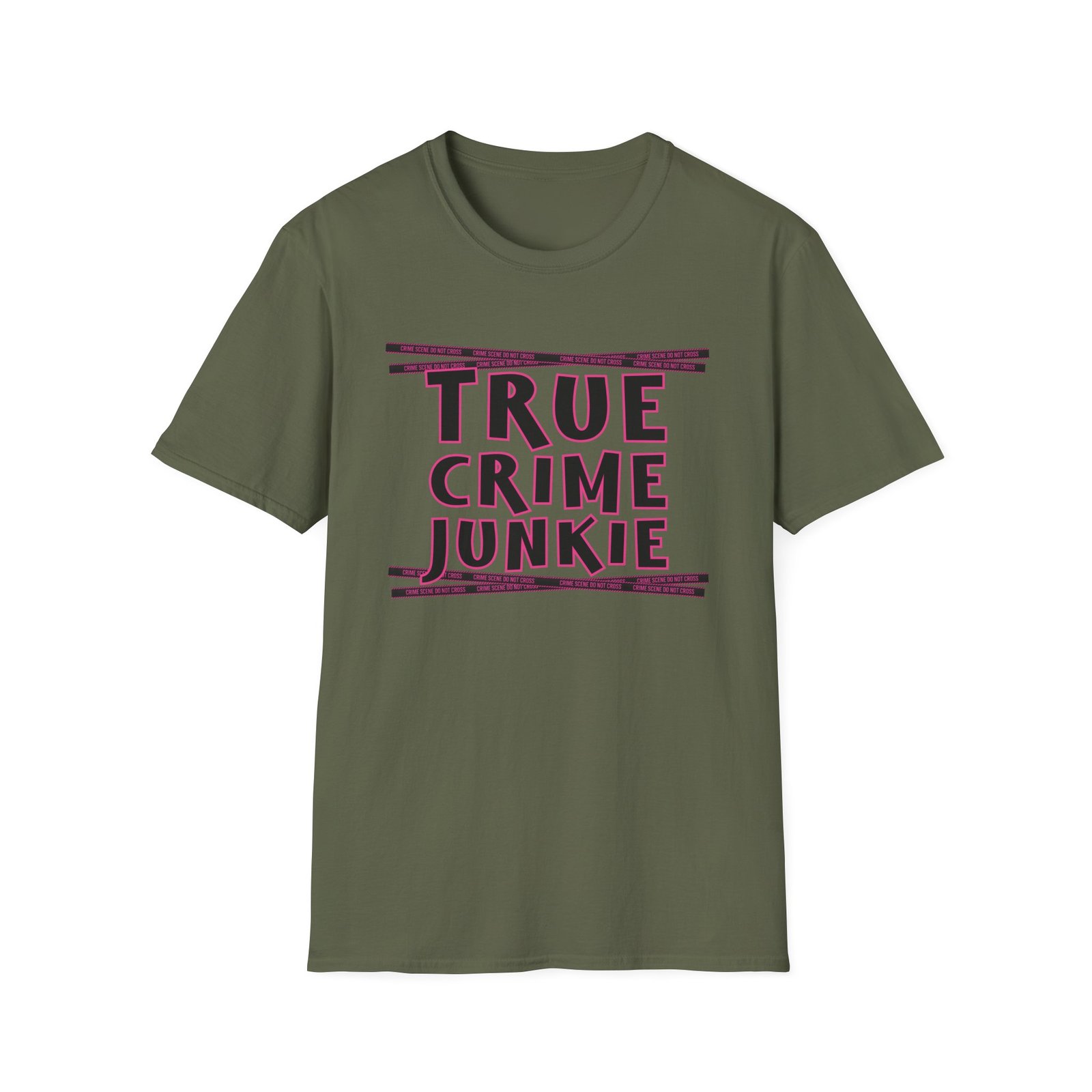 True Crime Junkie T-Shirt - Crime Scene Tape Tee - Do Not Cross - Black and Pink - Outlaw Babes - Image 9