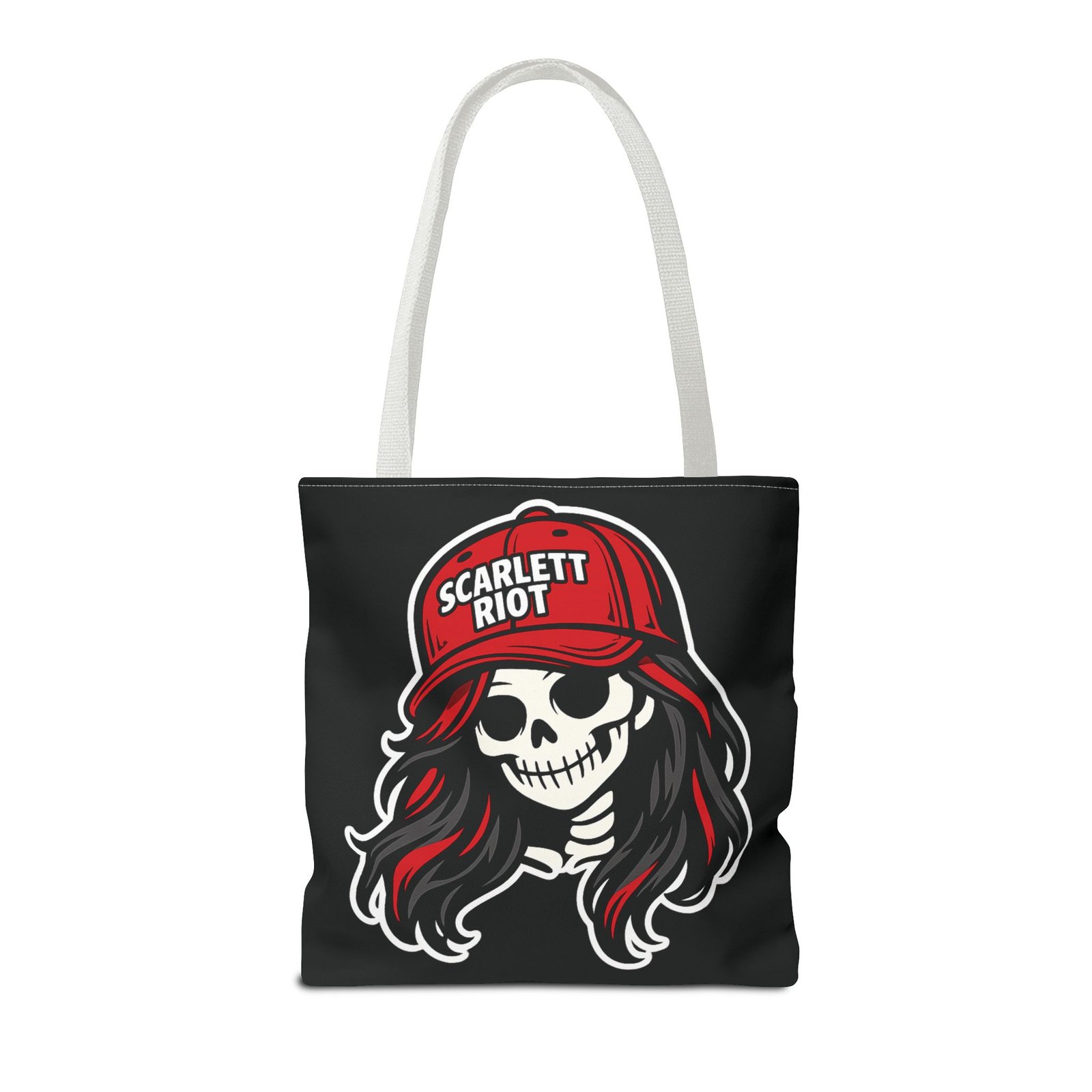 Tote Bag - Scarlett Riot #001 - 'loud pipes.louder attitude' - Skeleton Doll Wearing a Ball Cap - Collectible - Image 13