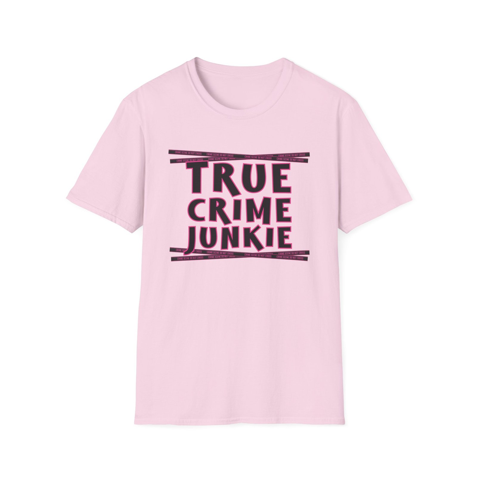 True Crime Junkie T-Shirt - Crime Scene Tape Tee - Do Not Cross - Black and Pink - Outlaw Babes - Image 7