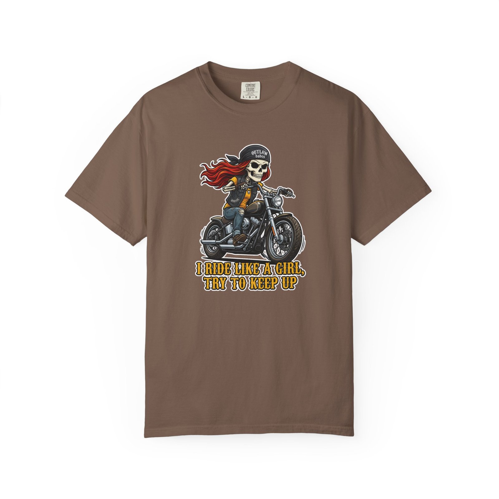 Skeleton Girl Tee - 'I Ride Like a Girl, Try to Keep Up' - Comfort Colors 1717 - Outlaw Babes T-Shirt - Image 9