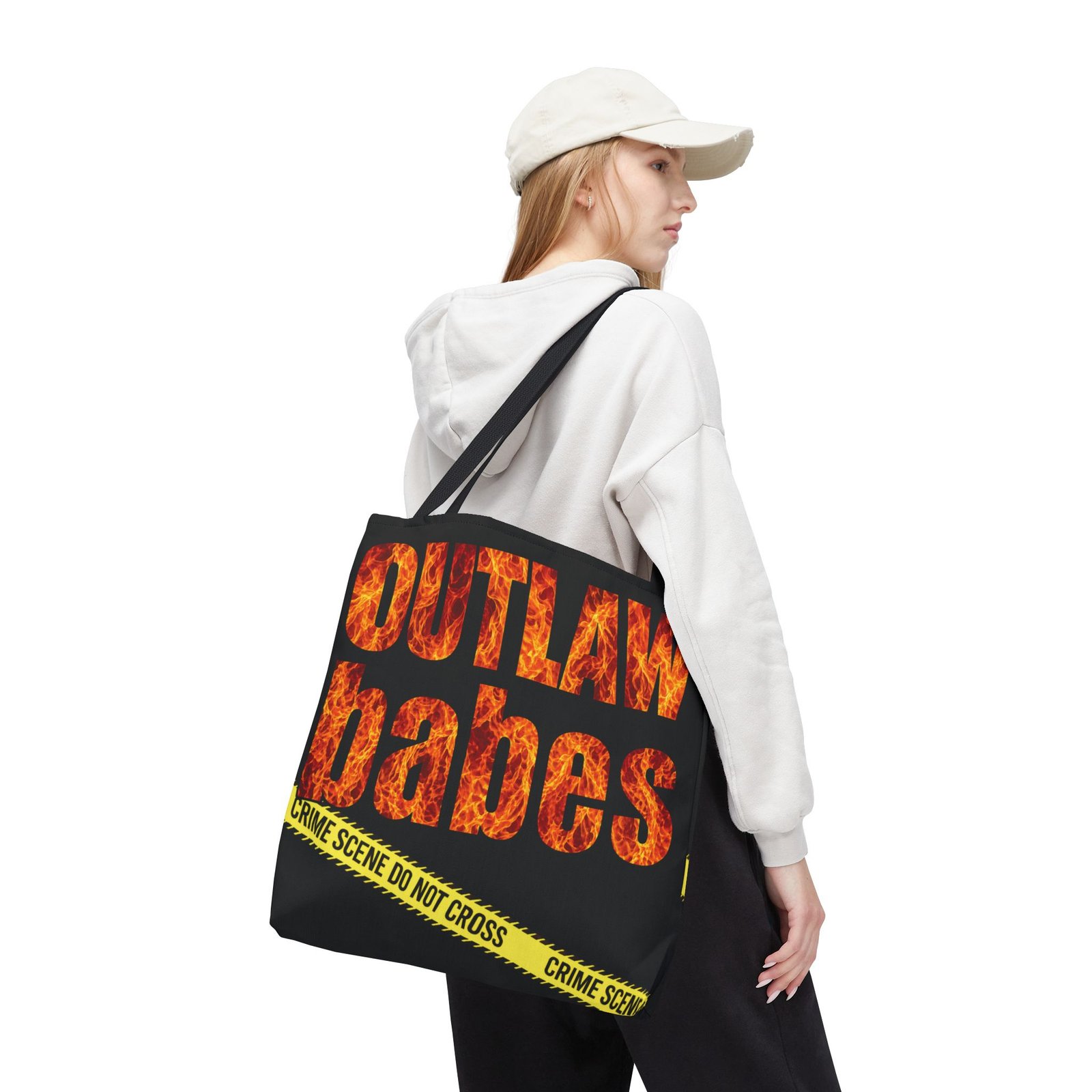 Tote Bag - OUTLAW babes - Flame Text - 'Crime Scene' - True Crime Scene Tape - Image 4