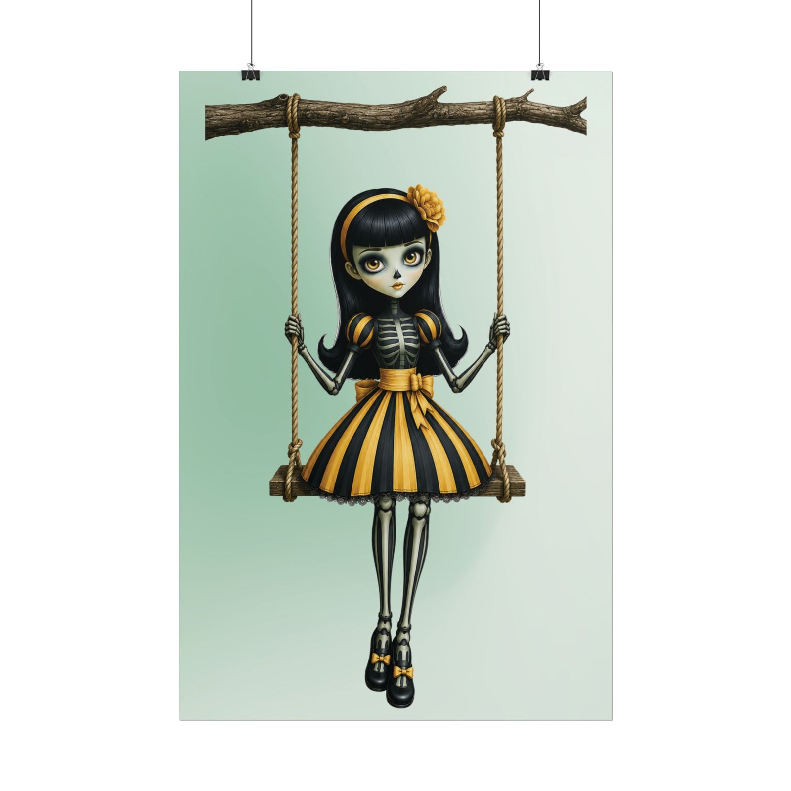 Gothic Girl Swing Poster - Sybil - Cute Skeleton Dress - Rolled Art Print - Image 11