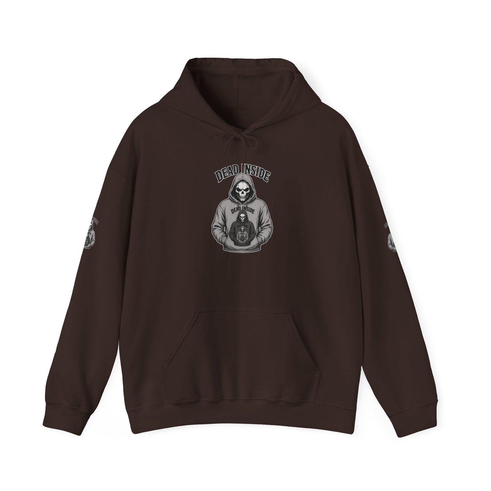 Hoodie - 'Dead Inside' Skeleton Wearing a of a Skeleton Wearing a Hoodie - Graphic Pullover - Image 19