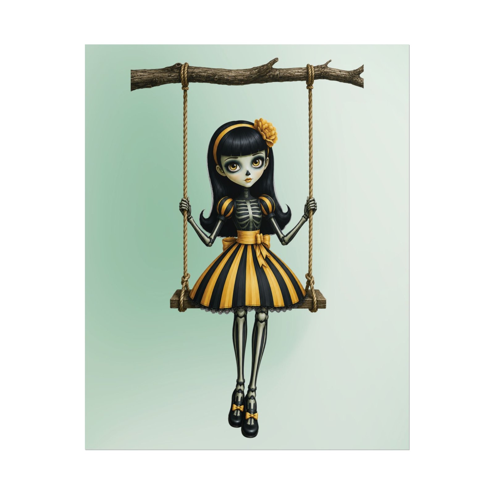 Gothic Girl Swing Poster - Sybil - Cute Skeleton Dress - Rolled Art Print - Image 8