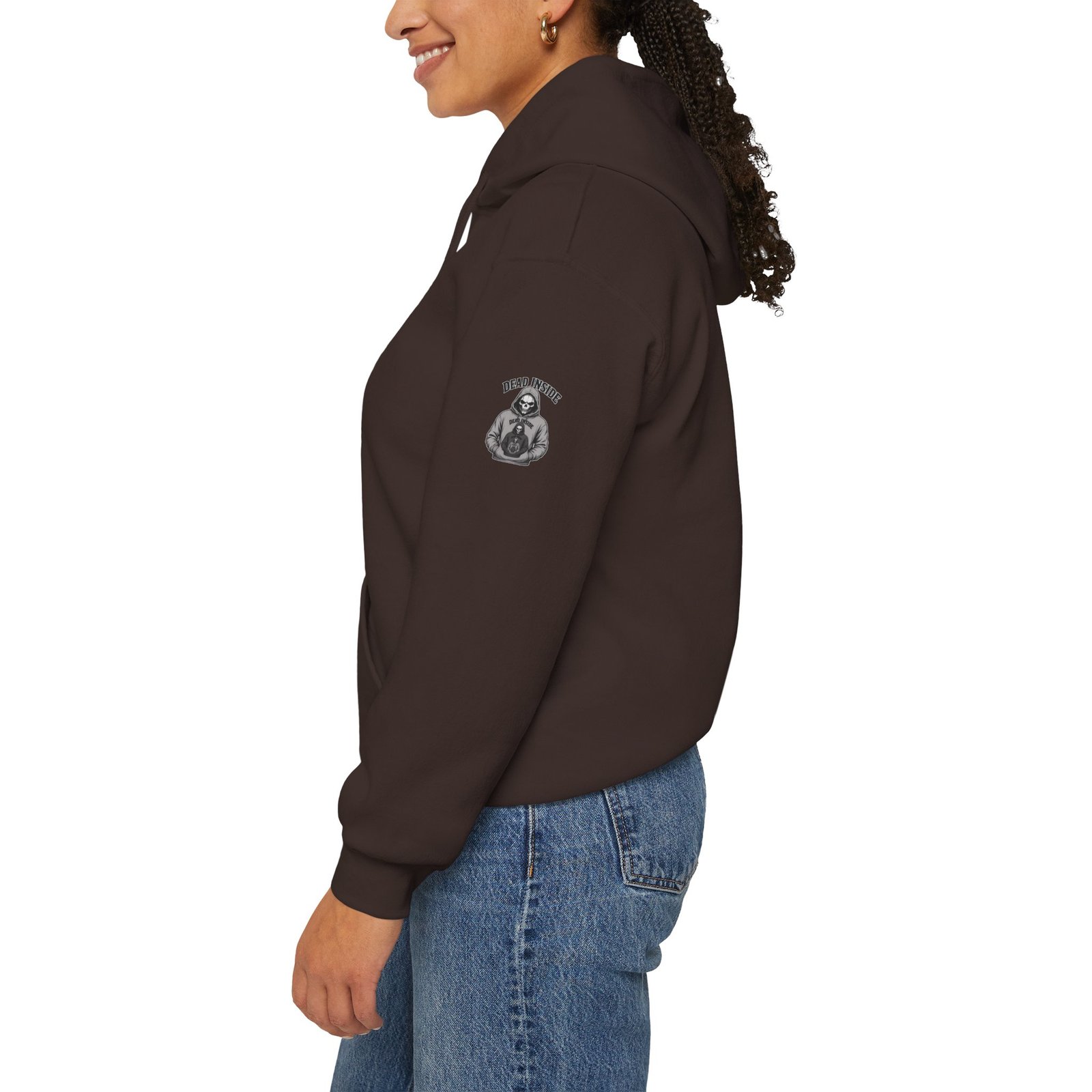 Hoodie - 'Dead Inside' Skeleton Wearing a of a Skeleton Wearing a Hoodie - Graphic Pullover - Image 8