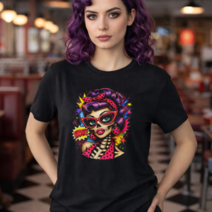 T-Shirt - Pop Art Skeleton Dolls - 'Wow' - Choice of Colors - Outlaw Babes