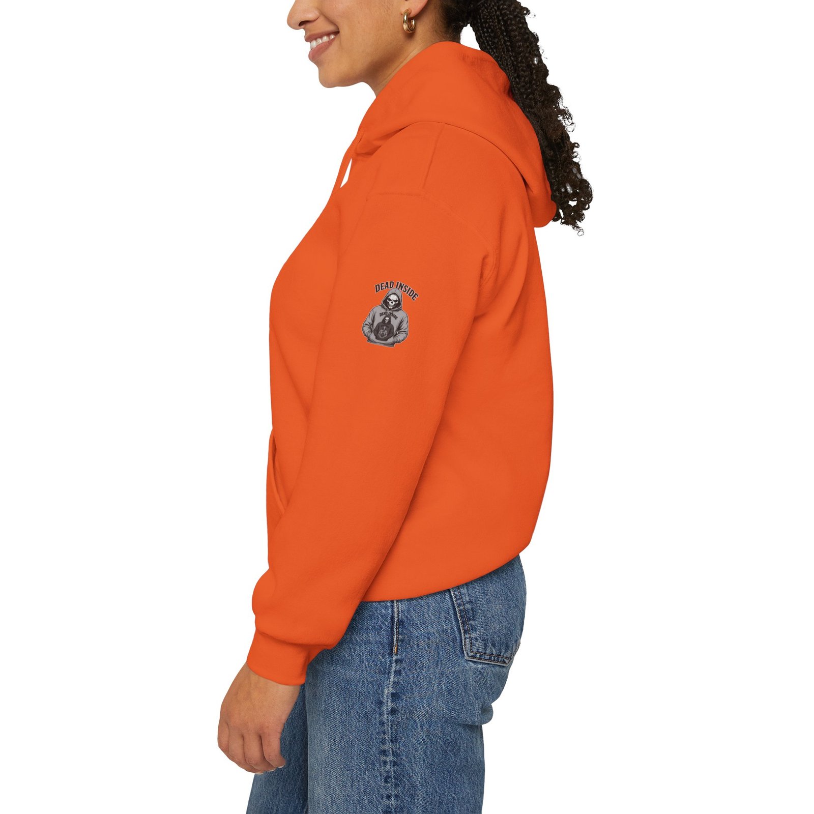 Hoodie - 'Dead Inside' Skeleton Wearing a of a Skeleton Wearing a Hoodie - Graphic Pullover - Image 3