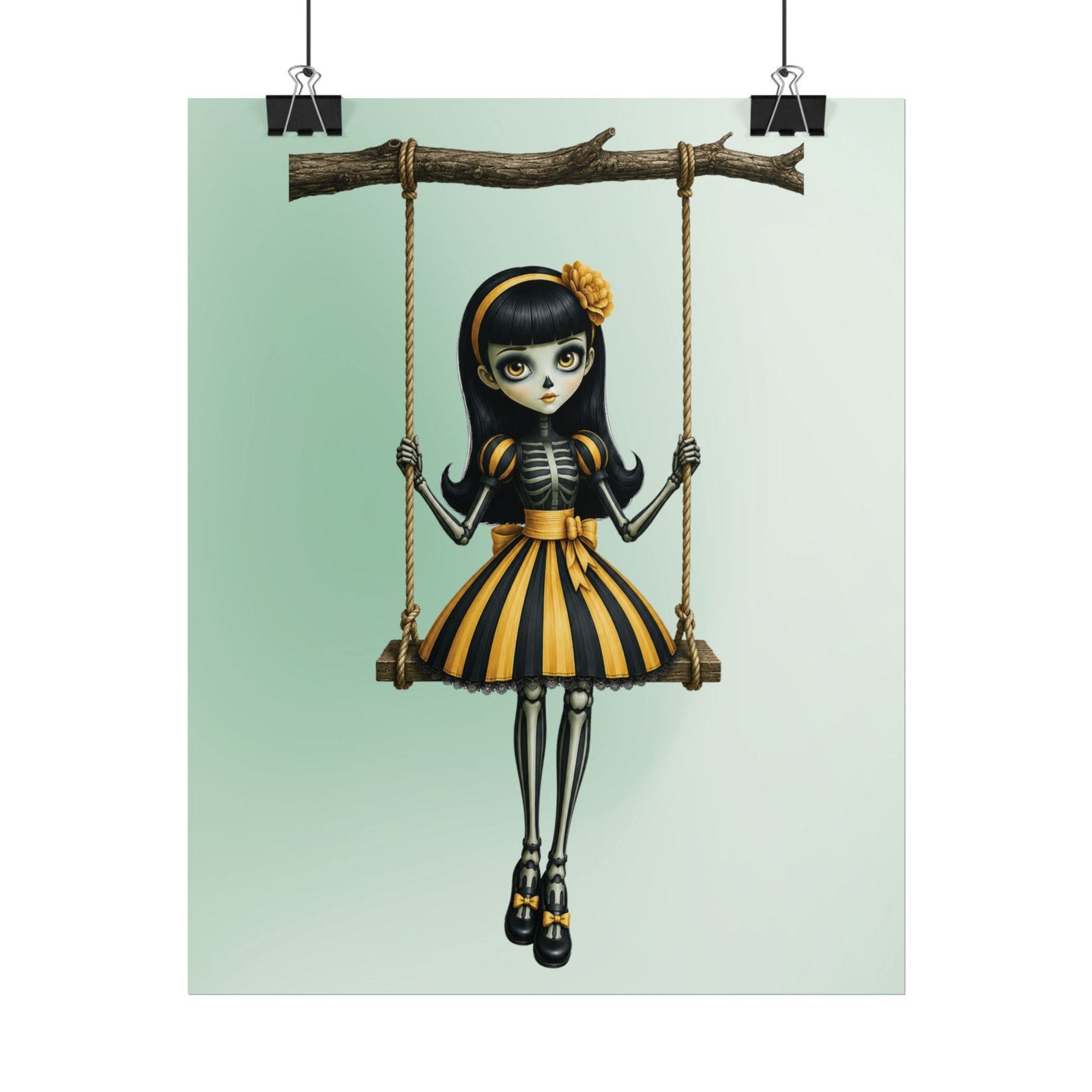 Gothic Girl Swing Poster - Sybil - Cute Skeleton Dress - Rolled Art Print - Image 6
