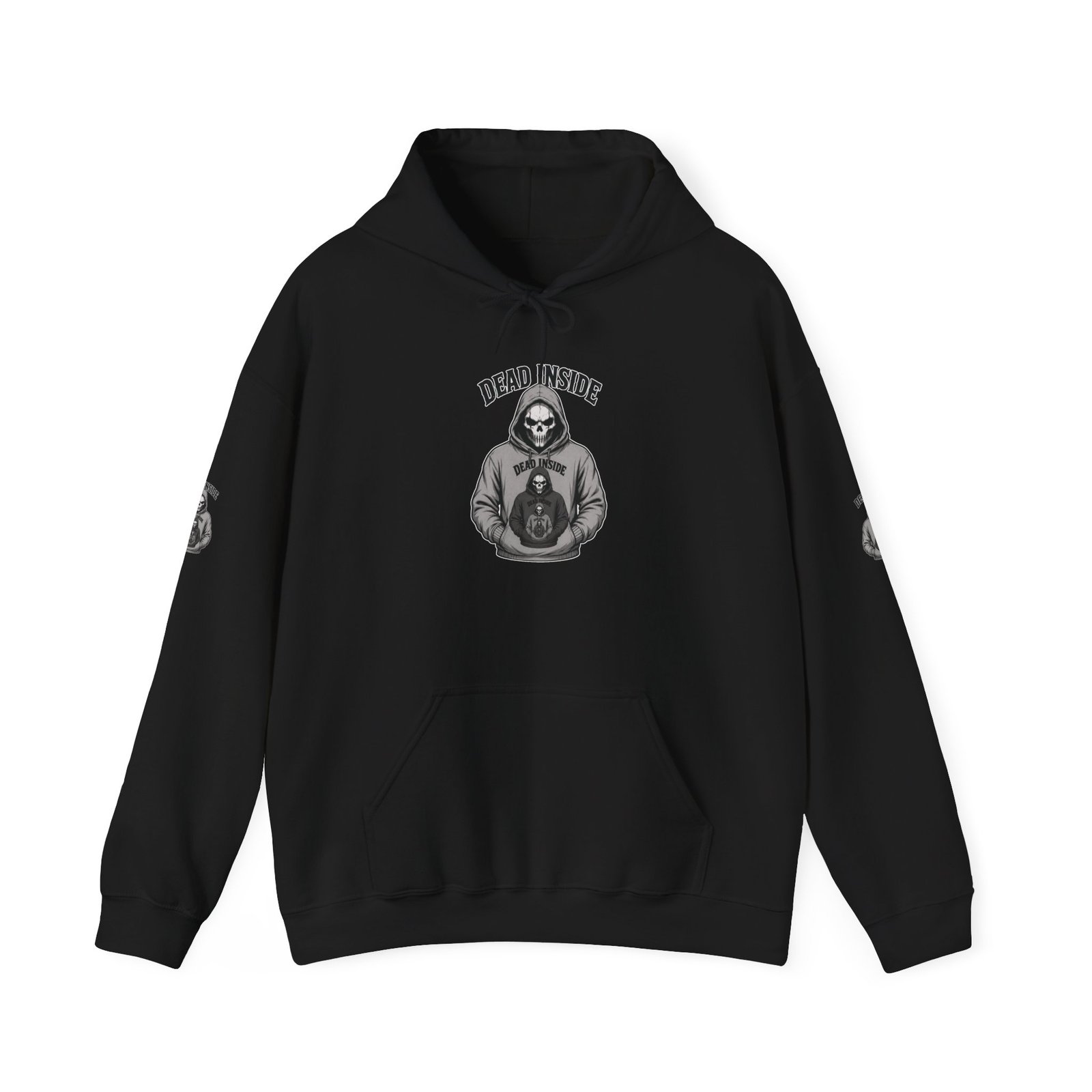 Hoodie - 'Dead Inside' Skeleton Wearing a of a Skeleton Wearing a Hoodie - Graphic Pullover - Image 17