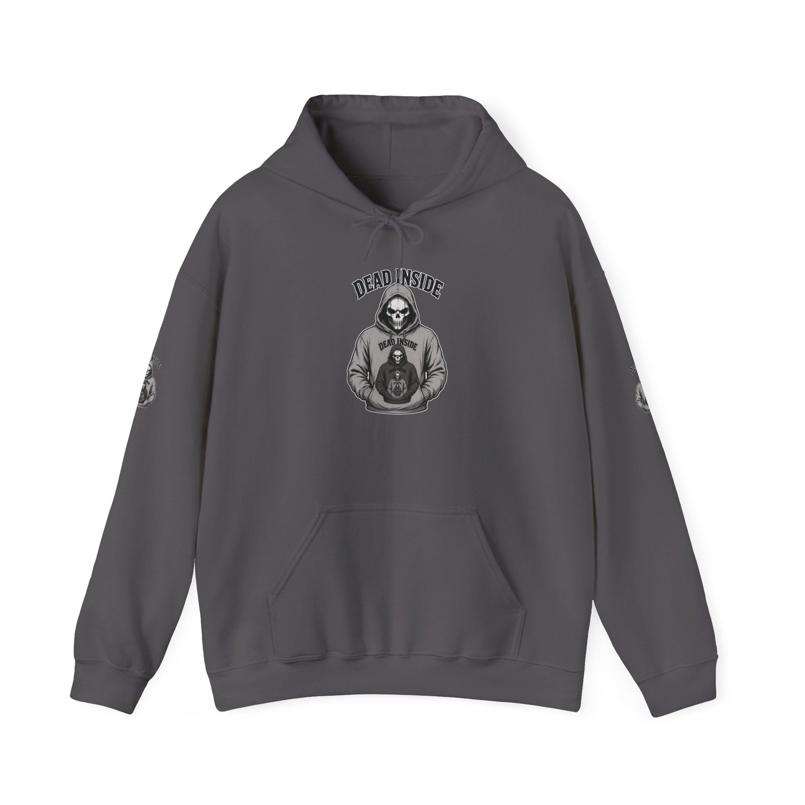 Hoodie - 'Dead Inside' Skeleton Wearing a of a Skeleton Wearing a Hoodie - Graphic Pullover - Image 15