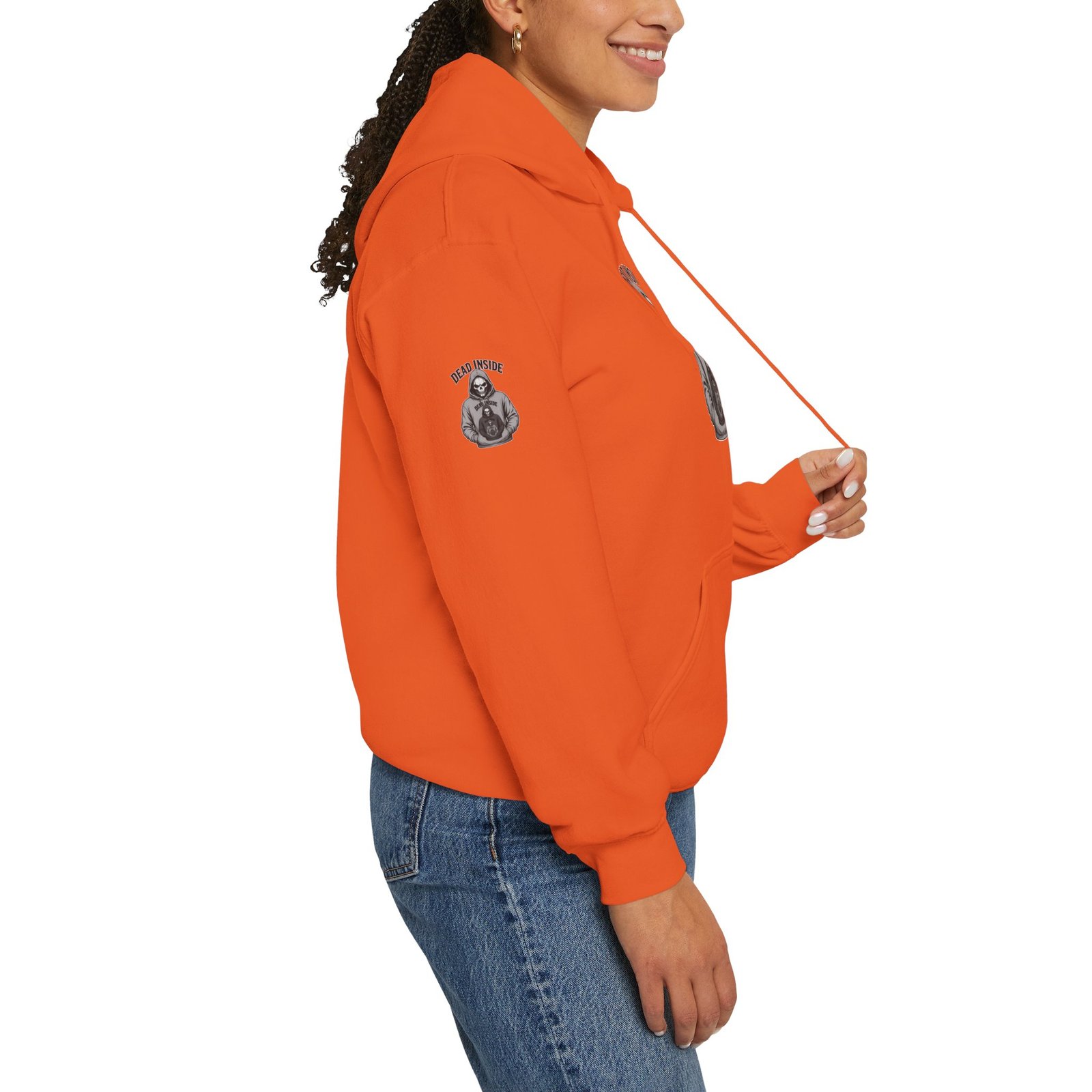 Hoodie - 'Dead Inside' Skeleton Wearing a of a Skeleton Wearing a Hoodie - Graphic Pullover - Image 4