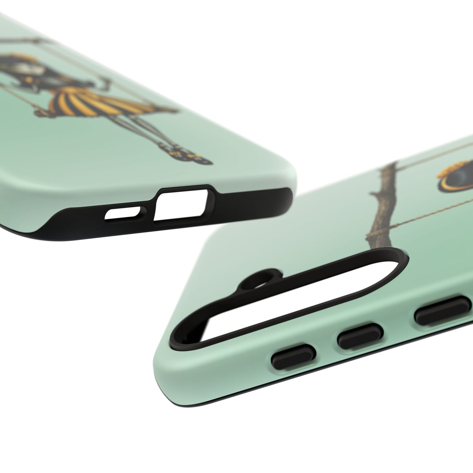 Cute Gothic Skeleton Girl Swing Phone Case – Mint Green Protective Phone Cover - Samsung Galaxy S24 S25 - Image 8