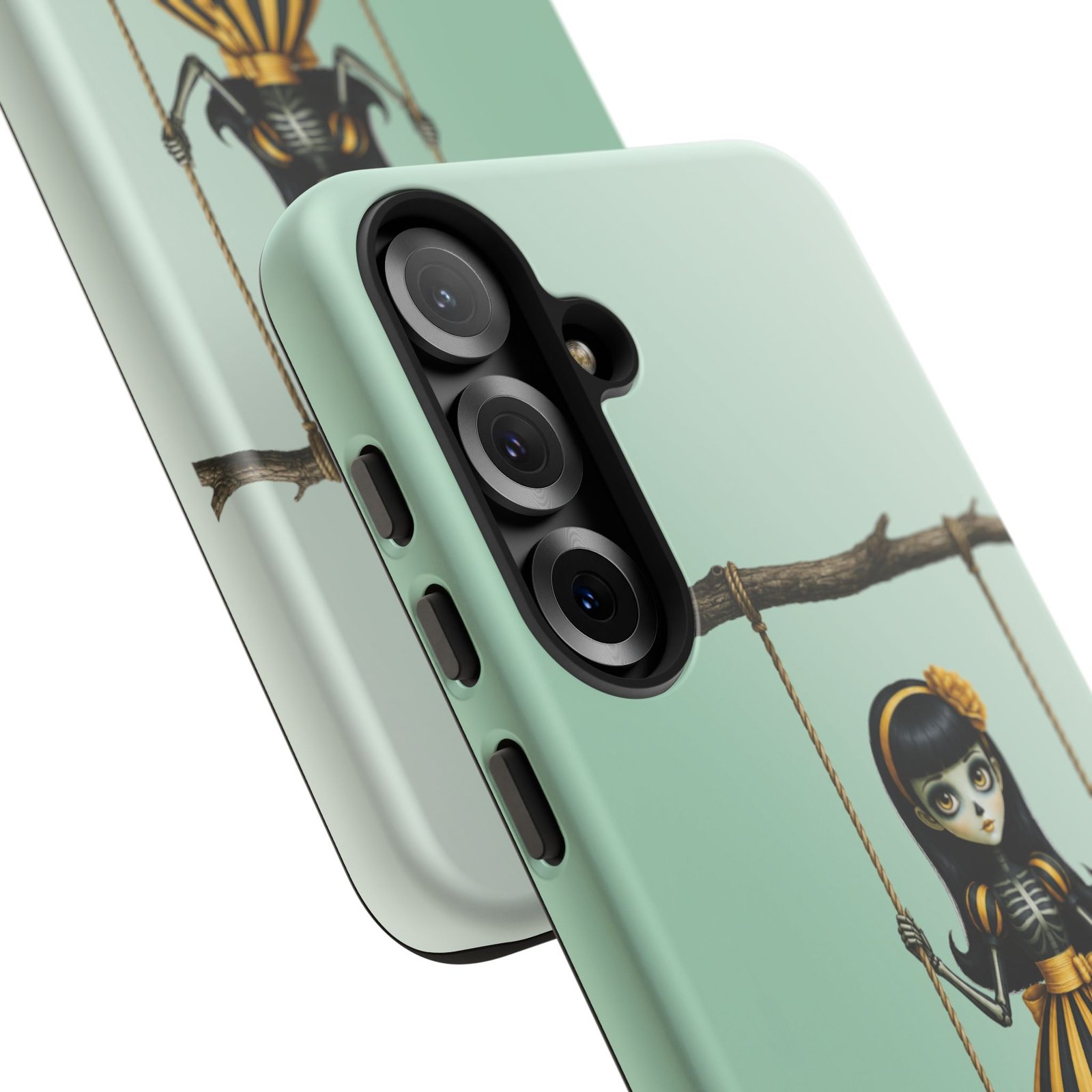 Cute Gothic Skeleton Girl Swing Phone Case – Mint Green Protective Phone Cover - Samsung Galaxy S24 S25 - Image 17