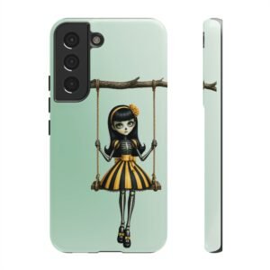 Cute Gothic Skeleton Girl Swing Phone Case – Mint Green Protective Phone Cover - Samsung Galaxy S22 S23