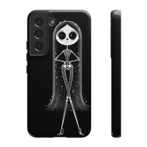 Cute Gothic Skeleton Girl Phone Case – White on Black - Protective Phone Cover - Samsung Galaxy S22 S23