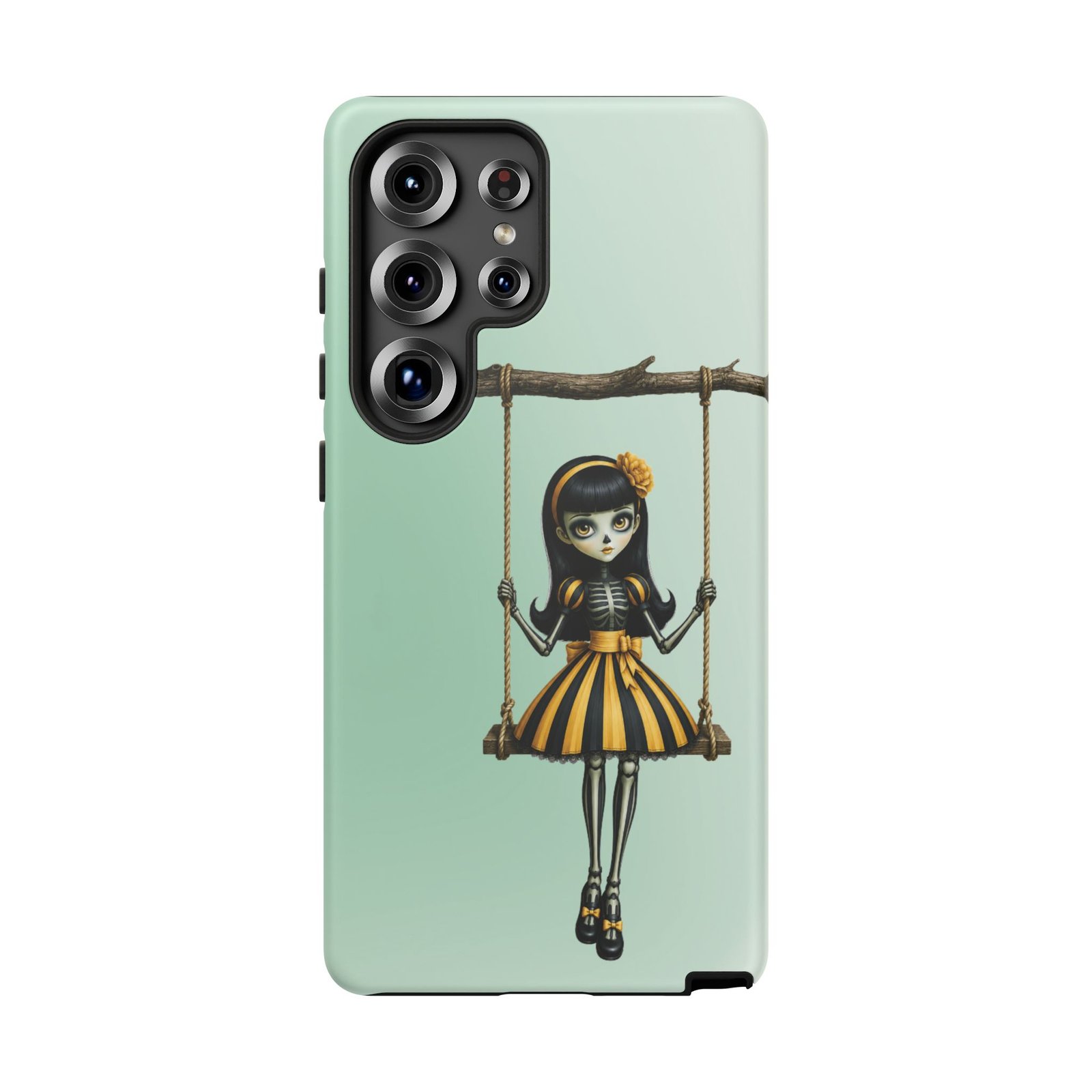 Cute Gothic Skeleton Girl Swing Phone Case – Mint Green Protective Phone Cover - Samsung Galaxy S24 S25 - Image 19