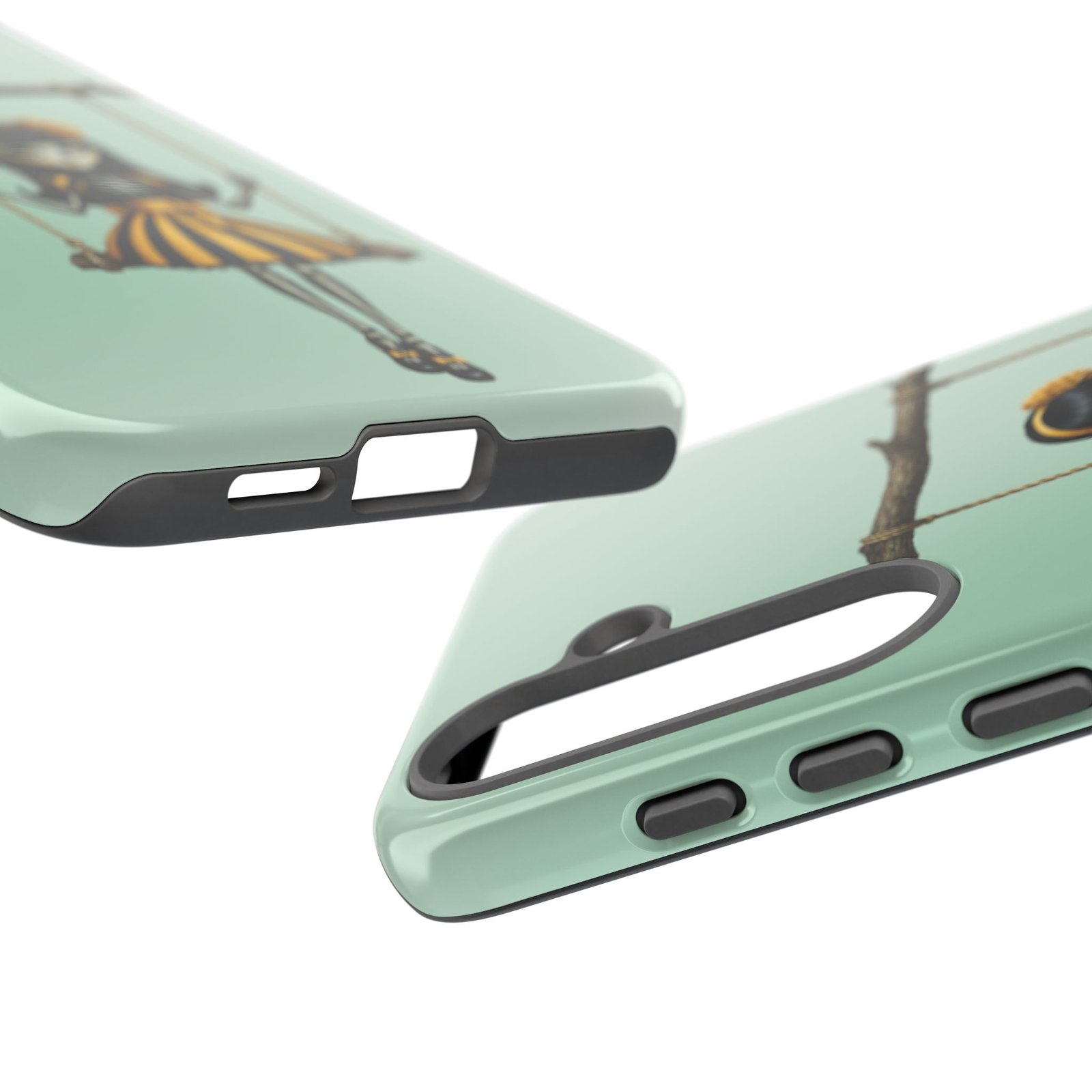 Cute Gothic Skeleton Girl Swing Phone Case – Mint Green Protective Phone Cover - Samsung Galaxy S24 S25 - Image 15